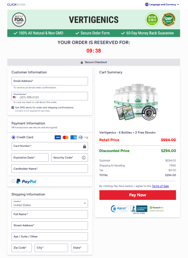 Vertigenics Checkout
